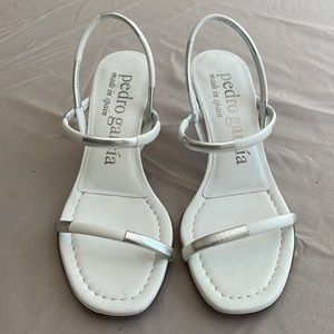 White with Silver Detail Strappy Sandal 2.5 “ Heel